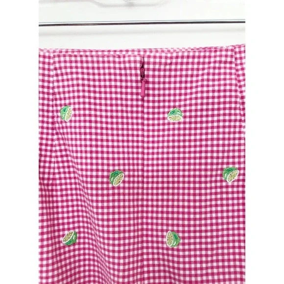 TALBOTS Sz 6P Gingham w/ Embroidered Limes Skirt - Picture 3 of 6